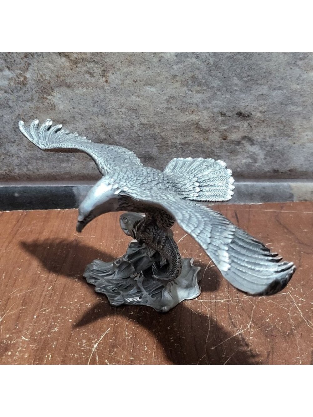 Masterworks Fine Pewter Bald Eagle Figurine Outstretched Wings 1990